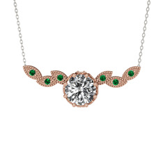 Swarovski ve yeşil kuvars 8 ayar rose altın kolye (40 cm beyaz altın rolo zincir)