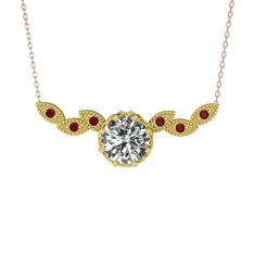 Lilja Kolye - Swarovski ve kök yakut 18 ayar altın kolye (40 cm gümüş rolo zincir) #19wccdp