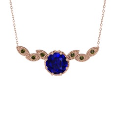 Lilja Kolye - Lab safir ve peridot 8 ayar rose altın kolye (40 cm rose altın rolo zincir) #1c00xbj