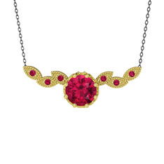 Lilja Kolye - Rodolit garnet 18 ayar altın kolye (40 cm gümüş rolo zincir) #1c5xcts