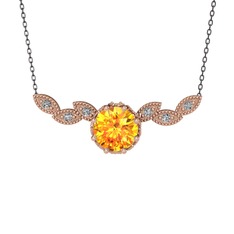 Sitrin ve swarovski 8 ayar rose altın kolye (40 cm gümüş rolo zincir)