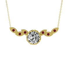 Lilja Kolye - Swarovski ve kök yakut 8 ayar altın kolye (40 cm gümüş rolo zincir) #1fyg9ul