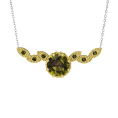 Peridot 14 ayar altın kolye (40 cm beyaz altın rolo zincir)
