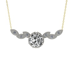 Lilja Kolye - Swarovski ve pırlanta 8 ayar beyaz altın kolye (0.12 karat, 40 cm gümüş rolo zincir) #1it4lxj