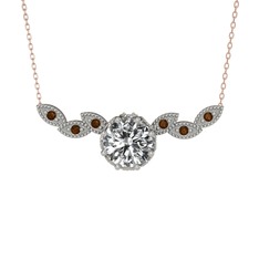 Lilja Kolye - Beyaz zirkon ve dumanlı kuvars 8 ayar beyaz altın kolye (40 cm rose altın rolo zincir) #1jsc0xg