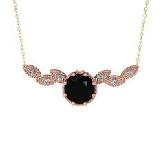 Siyah zirkon ve swarovski 8 ayar rose altın kolye (40 cm altın rolo zincir)