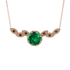 Lilja Kolye - Yeşil kuvars ve peridot 8 ayar rose altın kolye (40 cm rose altın rolo zincir) #1lqxr83
