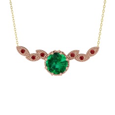 Lilja Kolye - Yeşil kuvars ve garnet 18 ayar rose altın kolye (40 cm gümüş rolo zincir) #1nlgynd