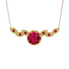 Lilja Kolye - Rodolit garnet 8 ayar altın kolye (40 cm rose altın rolo zincir) #1nprdyu