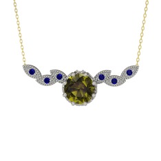 Lilja Kolye - Peridot ve lab safir 18 ayar beyaz altın kolye (40 cm altın rolo zincir) #1oi47nu