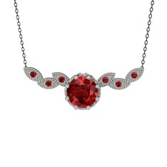 Lilja Kolye - Garnet 18 ayar beyaz altın kolye (40 cm gümüş rolo zincir) #1p7yx80