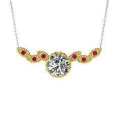 Swarovski ve rodolit garnet 18 ayar altın kolye (40 cm beyaz altın rolo zincir)