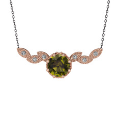 Lilja Kolye - Peridot ve swarovski 18 ayar rose altın kolye (40 cm gümüş rolo zincir) #1r7f5in