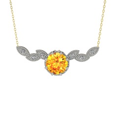 Lilja Kolye - Sitrin ve swarovski 925 ayar gümüş kolye (40 cm altın rolo zincir) #1sdqwdm