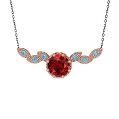 Lilja Kolye - Garnet ve akuamarin 14 ayar rose altın kolye (40 cm gümüş rolo zincir) #1t3qafz