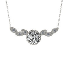 Lilja Kolye - Swarovski ve pırlanta 925 ayar gümüş kolye (0.12 karat, 40 cm gümüş rolo zincir) #1tojzok