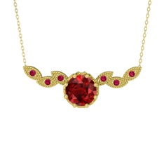 Lilja Kolye - Garnet ve rodolit garnet 18 ayar altın kolye (40 cm altın rolo zincir) #1tt2ndc