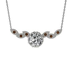 Lilja Kolye - Swarovski ve dumanlı kuvars 18 ayar beyaz altın kolye (40 cm gümüş rolo zincir) #1w7x2gr