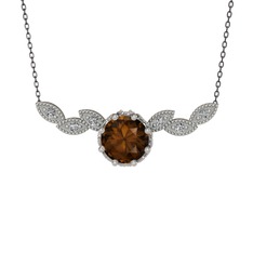 Lilja Kolye - Dumanlı kuvars ve swarovski 14 ayar beyaz altın kolye (40 cm gümüş rolo zincir) #1x4mrw1