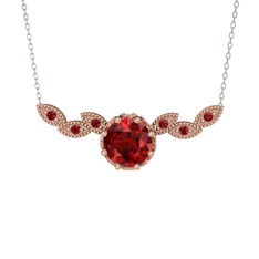 Lilja Kolye - Garnet 8 ayar rose altın kolye (40 cm beyaz altın rolo zincir) #1xgdvpr