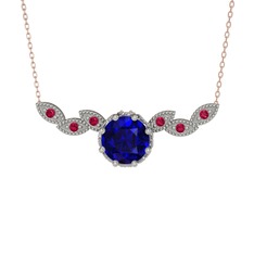 Lilja Kolye - Lab safir ve rodolit garnet 925 ayar gümüş kolye (40 cm gümüş rolo zincir) #1xqt9yd