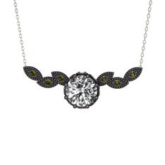 Lilja Kolye - Swarovski ve peridot 925 ayar siyah rodyum kaplama gümüş kolye (40 cm gümüş rolo zincir) #1y3gejd