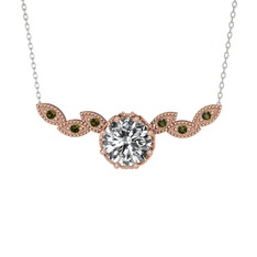 Lilja Kolye - Beyaz zirkon ve peridot 8 ayar rose altın kolye (40 cm beyaz altın rolo zincir) #1yt0v8w