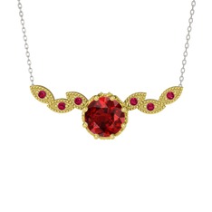 Garnet ve rodolit garnet 14 ayar altın kolye (40 cm beyaz altın rolo zincir)