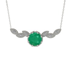 Lilja Kolye - Kök zümrüt ve swarovski 925 ayar gümüş kolye (40 cm gümüş rolo zincir) #2d2rp1
