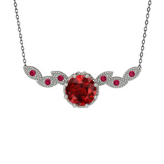 Garnet ve rodolit garnet 925 ayar gümüş kolye (40 cm gümüş rolo zincir)