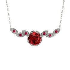Lilja Kolye - Garnet ve rodolit garnet 18 ayar beyaz altın kolye (40 cm beyaz altın rolo zincir) #5b0wsg