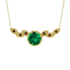 Lilja Kolye - Yeşil kuvars ve dumanlı kuvars 18 ayar altın kolye (40 cm altın rolo zincir) #6l6ozr