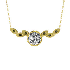 Beyaz zirkon ve peridot 8 ayar altın kolye (40 cm altın rolo zincir)