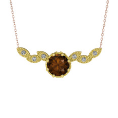Lilja Kolye - Dumanlı kuvars ve swarovski 18 ayar altın kolye (40 cm gümüş rolo zincir) #8ee3qy