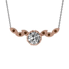 Lilja Kolye - Swarovski ve dumanlı kuvars 8 ayar rose altın kolye (40 cm gümüş rolo zincir) #8g052f