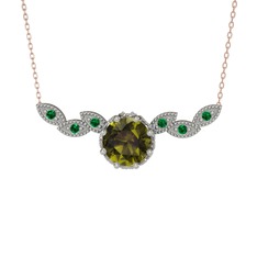 Lilja Kolye - Peridot ve yeşil kuvars 925 ayar gümüş kolye (40 cm gümüş rolo zincir) #8qd2ki