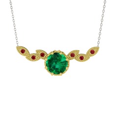 Yeşil kuvars ve garnet 14 ayar altın kolye (40 cm beyaz altın rolo zincir)