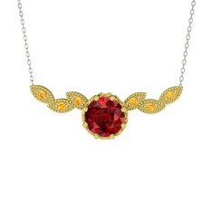 Lilja Kolye - Garnet ve sitrin 925 ayar altın kaplama gümüş kolye (40 cm gümüş rolo zincir) #a65fdk