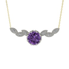 Lilja Kolye - Ametist ve swarovski 14 ayar beyaz altın kolye (40 cm altın rolo zincir) #aef7ns