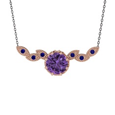 Lilja Kolye - Ametist ve lab safir 18 ayar rose altın kolye (40 cm gümüş rolo zincir) #bgt9ku