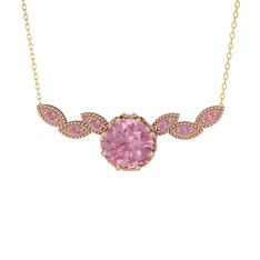 Lilja Kolye - Pembe kuvars 14 ayar rose altın kolye (40 cm altın rolo zincir) #bn86m0