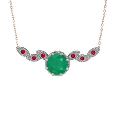 Lilja Kolye - Kök zümrüt ve rodolit garnet 8 ayar beyaz altın kolye (40 cm rose altın rolo zincir) #cierp6
