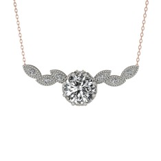 Lilja Kolye - Swarovski ve beyaz zirkon 18 ayar beyaz altın kolye (40 cm rose altın rolo zincir) #dbbcsg