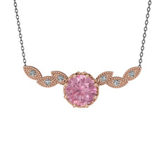 Lilja Kolye - Pembe kuvars ve swarovski 18 ayar rose altın kolye (40 cm gümüş rolo zincir) #deviac