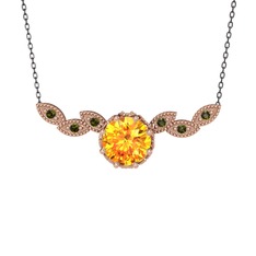 Lilja Kolye - Sitrin ve peridot 14 ayar rose altın kolye (40 cm gümüş rolo zincir) #dm35si