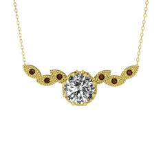 Swarovski ve dumanlı kuvars 8 ayar altın kolye (40 cm gümüş rolo zincir)