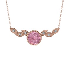 Lilja Kolye - Pembe kuvars ve swarovski 8 ayar rose altın kolye (40 cm rose altın rolo zincir) #goxpts