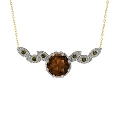 Lilja Kolye - Dumanlı kuvars ve peridot 925 ayar gümüş kolye (40 cm altın rolo zincir) #gurvfb