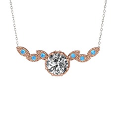 Lilja Kolye - Swarovski ve akuamarin 14 ayar rose altın kolye (40 cm beyaz altın rolo zincir) #gyoy18