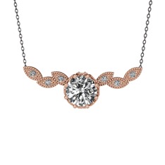 Swarovski ve beyaz zirkon 14 ayar rose altın kolye (40 cm gümüş rolo zincir)
